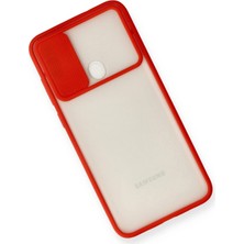 Renklime Newface Samsung Galaxy A11 Kılıf Palm Buzlu Kamera Sürgülü Silikon - Kırmızı