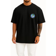 Bahriyeli Collection Oversize Tcg Kaş Cep ve Sırt Baskılı Unisex T-Shirt