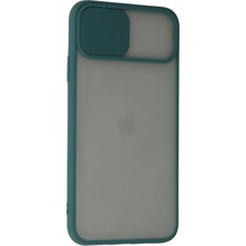 Renklime Newface iPhone 11 Pro Kılıf Palm Buzlu Kamera Sürgülü Silikon - Yeşil