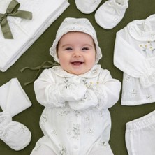 Milays Müslin Çiçekli Kız Bebek Yenidoğan %100 Pamuktan 10 Parça Hastane Çıkışı Zıbın Seti