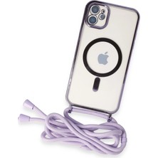 Renklime Newface iPhone 11 Kılıf Divo Lazer Askılı Magsafe Kapak - Lila