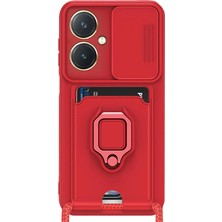 Renklime Newface Vivo Y27 Kılıf Zuma Kartvizitli Yüzüklü Silikon - Kırmızı