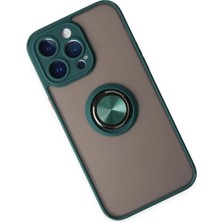 Renklime Newface iPhone 14 Pro Max Kılıf Montreal Yüzüklü Silikon Kapak - Yeşil