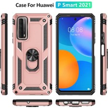 Renklime Newface Huawei P Smart 2021 Kılıf Sofya Yüzüklü Silikon Kapak - Rose