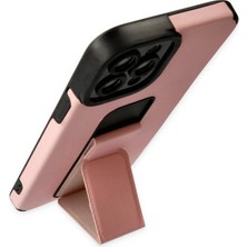 Renklime Newface iPhone 12 Pro Max Kılıf Mega Standlı Silikon - Pudra