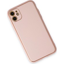 Renklime Newface iPhone 12 Kılıf Coco Deri Silikon Kapak - Pudra