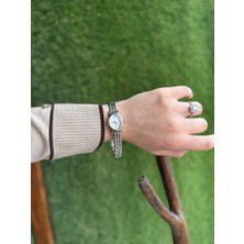 Retro Minimal Boncuk Kordon Vintage Kadın Kol Saati