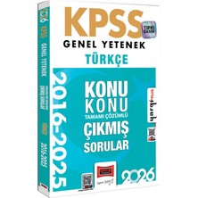 Yargı Yayınları 2026 KPSS Genel Yetenek Türkçe 2016-2026 Konu Konu Tamamı Çözümlü Çıkmış Sorular