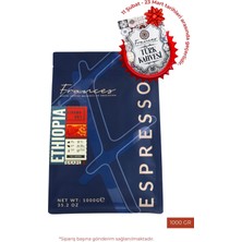 Frances %100 Arabica Ethiopia Espresso | Orta-Koyu Kavurma | 1000 gr | Orta Gövde, Dolgun Tat