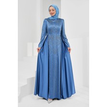 İmaj Butik Indigo Önü Taşlı Saten Abiye