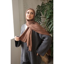 İmaj Butik Kahverengi Helen Önü Süngerli Pratik Penye Şal