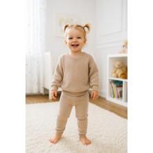 Eray Kids Kız Bebek Düz Taytlı Örme Triko Alt - Üst Takım (6-9-12-18 Aylık)