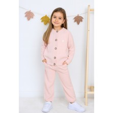 Eray Kids Kız Çocuk Pamuklu Tüylenme Yapmayan Basıc Örme Triko Hırka - Pantolon Takım (4-5-6-7 Yaş)