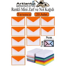Artlantis Turuncu Mini Zarf 7x9 cm Not Kağıtlı 20 Adet Küçük Turuncu Zarf Mektup Oyun Zarfı Doğum Günü Dilekleri Zarfı Canlı Renk