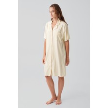 Artış Collection Kısa Kollu Düğmeli Esnek Pamuklu Gecelik 19101