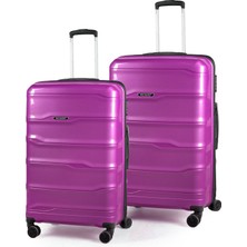 Polo&sky Azra Model Mor Pp Kırılmaz 2'li Orta + Büyük Boy Valiz Seti