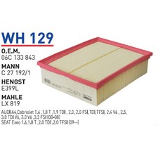 Wunder Filter Volkswagen Audı A4, Seat Eveo Uyumlu Hava Filtresi Wh 129