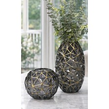 Aydınev 2 Li Pramit Tasarım Cam Vazo-Füme