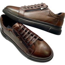 Sula Erkek Bağcıklı ve Fermuarlı Iç ve Dış Yüzey Deri,dikişli Poli TABAN-106-KAHVE