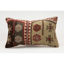 Kilim Wholesale El Yapımı Kilimden Yapılmış Vintage Kırlent Kılıfı, Yün, 30X50 cm