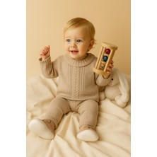 Eray Kids Kız Bebek Pamuklu Tüylenme Yapmayan Fırfırlı Yaka Detaylı Örme Triko Alt - Üst Takım (6-18 Aylık)