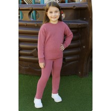 Eray Kids Kız Çocuk Pamuklu Tüylenme Yapmayan Pullu Örme Triko Alt - Üst Takım (4-5-6-7 Yaş)