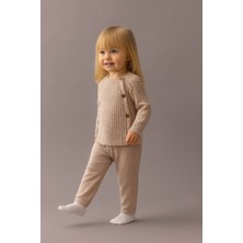 Eray Kids Kız Bebek Pamuklu Örgü Desenli Düğme Detaylı Örme Triko Alt - Üst Takım (6-9-12-18 Aylık)