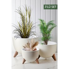 Nandy Home Ufo Model 3'lü Saksı Seti Beyaz