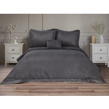 Calantha Home Collection Lukes Geometrik 4 Parça Siyah  Pike Takımı  240 x 260 cm