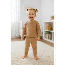 Eray Kids Kız Bebek Pamuklu Tüylenme Yapmayan Düz Taytlı Örme Triko Alt - Üst Takım (6-9-12-18 Aylık)