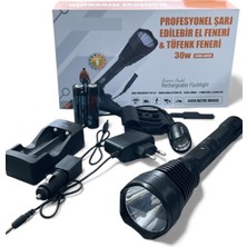 Kenko Süper Güçlü Profesyonel Şarjlı El Feneri Tüfek Feneri 30W 4500 Lumen 3000 Metre Menzil Q-Max