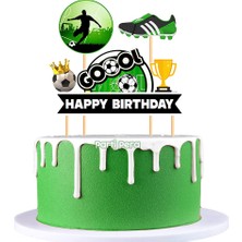 Parti Pera Futbol Temalı Pasta Süsü 3 Parça Doğum Günü Pasta Süsü