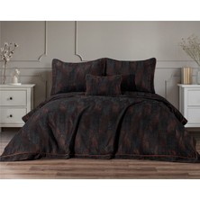 Calantha Home Collection Berru Geometrik 4 Parça Antrasit  Pike Takımı  240 x 260 cm