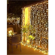 Kenko 3x3 Silikon Perde LED Saçaklı Sarı Lamba 8 Modlu Fişli Yılbaşı Işığı Yeni Yıl Lambası Işık Dekor