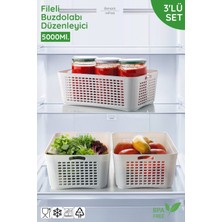 Nandy Home 3'lü Set Fileli, Çok Amaçlı Buzdolabı Düzenleyici Seti - Süzgeç, Organizer Seti