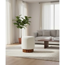 Mobilya Stant Most Bohem Puf Beyaz Coco Kumaş (Evinize Teslim)