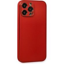 Renklime Newface iPhone 13 Pro Max Kılıf Coco Deri Silikon Kapak - Kırmızı