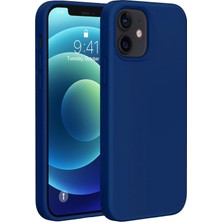 Bix iPhone 12 / 12 Pro Silikon Kılıf Magsafe Uyumlu Güçlü Koruma Darbe Emici Evren Mavisi