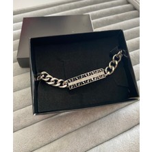 Pink Taş Detaylı Şık Çelik Bileklik