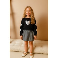 Eray Kids Kız Çocuk Kalpli Uzun Kollu Sweatshirt Balon Etek Takım (2-5 Yaş)