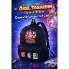 K-Pop Demon Hunters Huntrix Rumi Mira Zoey Su Geçirmez Kumaş Okul Seyahat Günlük Siyah Sırt Çantası