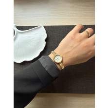 Retro Minimal Hasır Kordon Vintage Kadın Kol Saati Gold