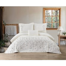 Calantha Home Collection Bohem  Çiçekli 4 Parça Gri  Pike Takımı  240 x 260 cm