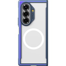 Galaxy Z Fold 7 Uyumlu Kılıf M-Safe Şarj Özellikli Airbagli Raptic Shield Serisi Şeffaf Kapak Mavi