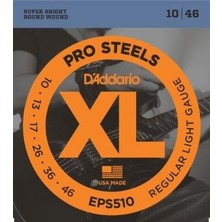 D'addario EPS510 Xl Prosteels Elektro Gitar Tel Seti - 10-46 Regular Light (Profesyonel) | Paslanmaz Çelik Alaşım, Süper Parlak Ton, Artırılmış Sustain ve Korozyon Direnci