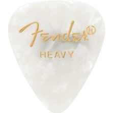 Fender 1980351905 Premium Celluloid 351 Shape Heavy Gitar Penası (White Moto) | Beyaz Inci Klasik Görünüm ve Güçlü Vuruş Hissi (12'li)