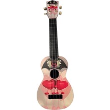 Hawiian XU21LOVE Soprano Ukulele (Sevgi Desenli) | Romantik Kalp Tasarımlı Kapak Kristal Berraklığında Ses Egzotik Ihlamur Ağacı Gövde