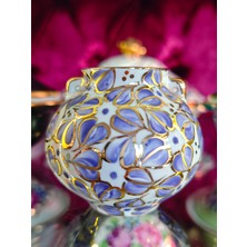 Manushum El Boyama Porselen Limoges Kuşlu Mini Balon Vazo-Mor