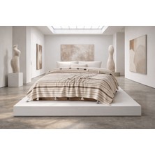 Orbit Pamuklu Çift Kişilik Pike ve Yatak Örtüsü - 220X240 cm Dokuma, Püsküllü, Çizgili Tasarım, Makinede Yıkanabilir
