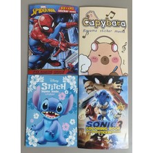 Ada Çanta Kırtasiye 4 Adet Stickerli Boyama Kitabı (Sonic3/capybara/örümcek Ad./stitch) AD838311